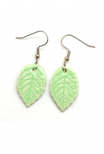 Ceramic Leaf Dangle Earrings